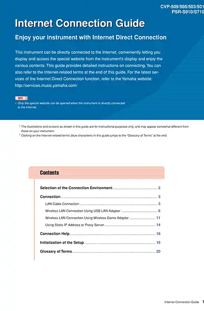 yamaha雅马哈PSR-S910_PSR-S710 Internet Connection Guide (Version 1.0)